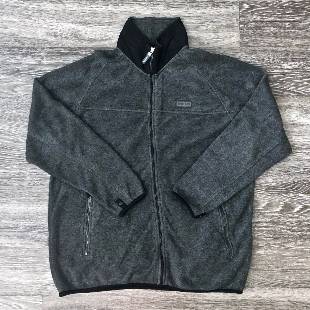 Men's JANTZEN Gray and Black Fleece Jacket/Sweater